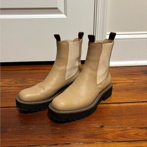 Sam Edelman Beige Laguna Leather Ankle Boots 7.5